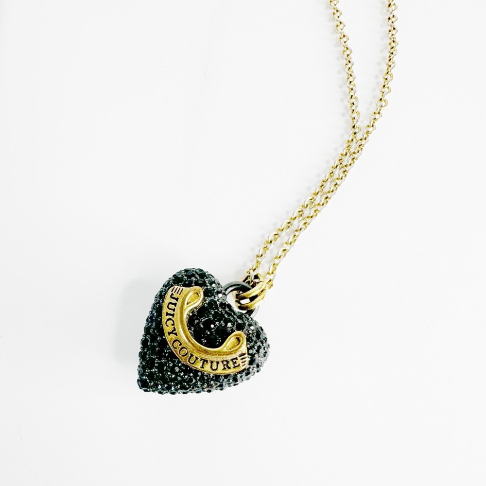 Juicy Couture Pave Heart Gold Long Single Strand Necklace